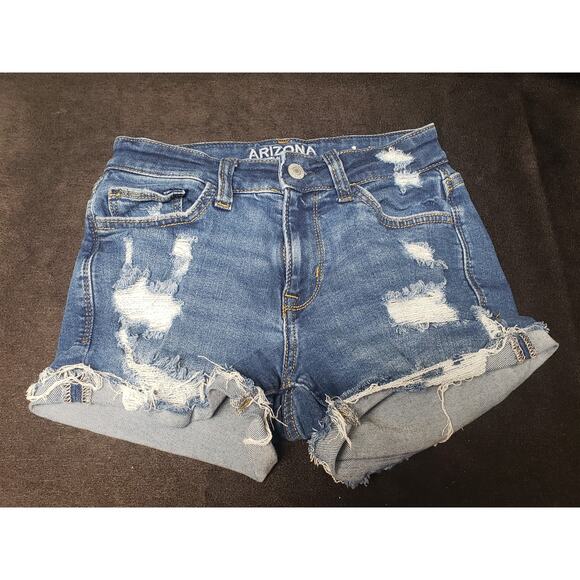Arizona Jean Co. Mid Rise Dark Wash Distressed Shorts | Size 1 - Picture 6 of 6